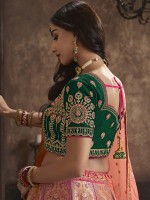 Peach Banarshi Silk Lehenga